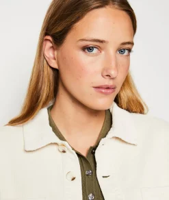 Etam Veste boutonnée cotelé BLANC Clearance