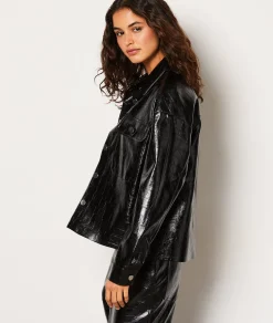 Etam Veste boutonnée en simili cuir NOIR Clearance