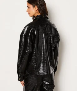 Etam Veste boutonnée en simili cuir NOIR Clearance