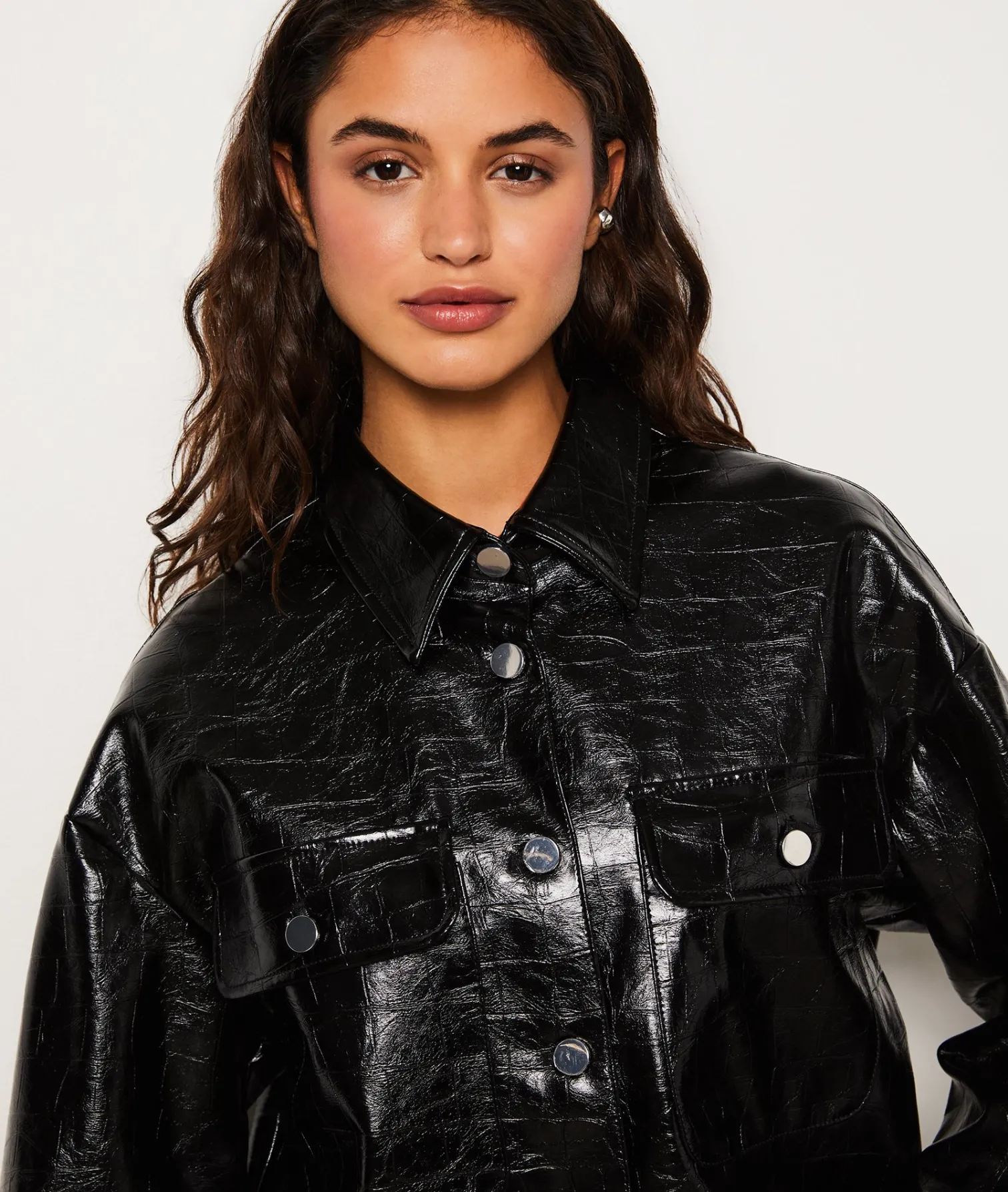 Etam Veste boutonnée en simili cuir NOIR Clearance