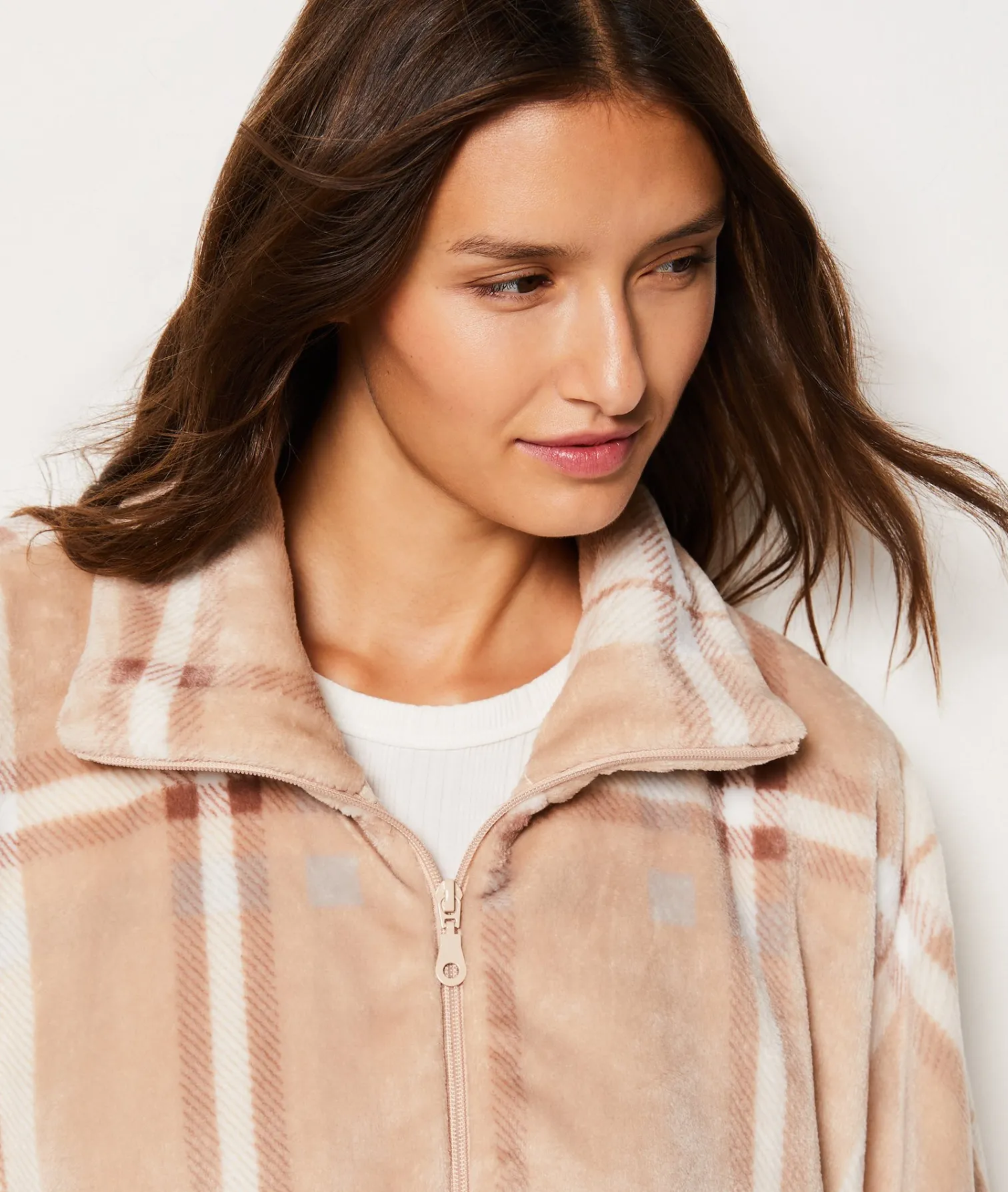 Etam Veste de pyjama à carreaux SABLE Clearance