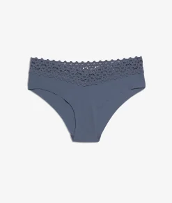 Etam V-shape Hipster in Microfiber and Lace DENIMJEANS Flash Sale