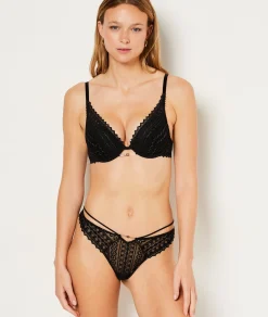 Etam V-shape Lace Tanga BLACK Online