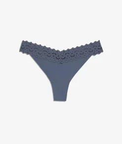 Etam V-shape Tanga in Microfiber and Lace DENIMJEANS New