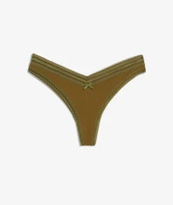 Etam V-shape Tanga with Lace Details GREEN New