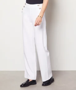 Etam Wide Cut Trousers with Button Details WHITE Best Sale