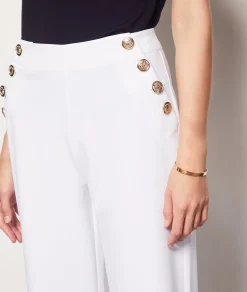 Etam Wide Cut Trousers with Button Details WHITE Best Sale