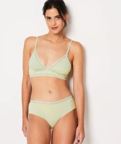 Etam Wireless Cotton Triangle Bra CLAY New