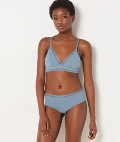 Etam Wireless Cotton Triangle Bra DENIMJEANS Fashion