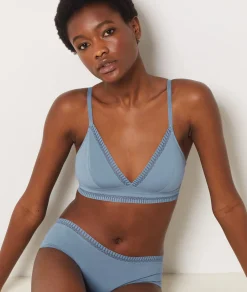 Etam Wireless Cotton Triangle Bra DENIMJEANS Fashion