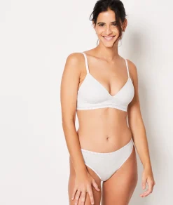 Etam Wireless Lightly Lined Demi Bra in Cotton GRISCLAIR Discount