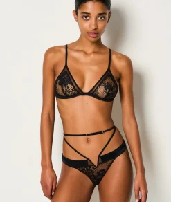 Etam Wireless Triangle Bra in French Lace BLACK Store