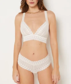 Etam Wireless Triangle Bra in Lace PEARL Outlet