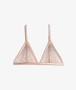 Etam Wireless Triangle Bra with Tulle and Rhinestones BLUSH Online
