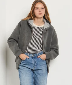 Etam Zip-up Hooded Sweatshirt ANTHRACITE Online